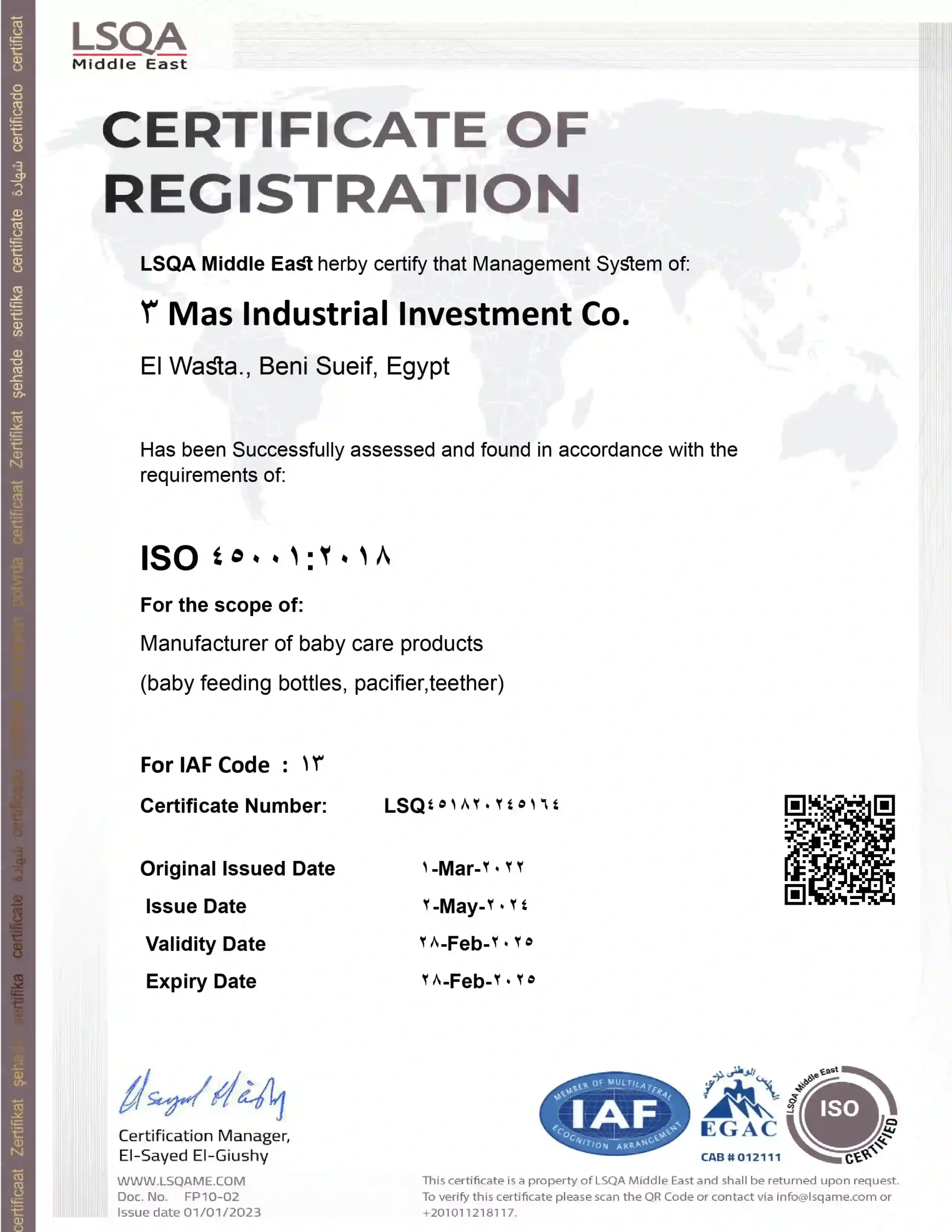 ISO 45001 certificate